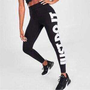 Nike womens Black Leggings with white just do it
